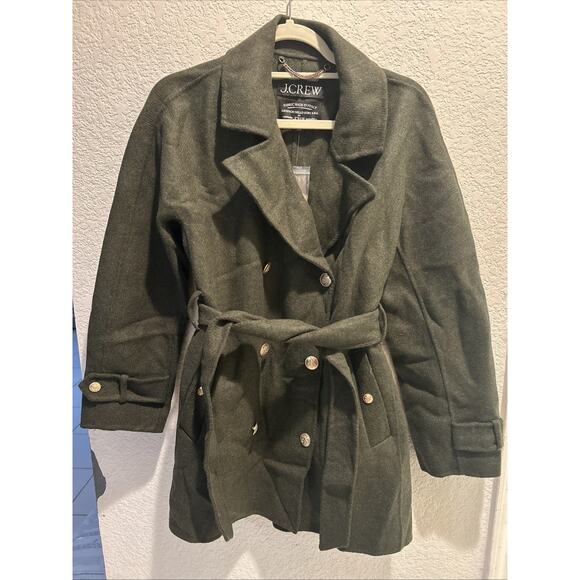 New JCREW Size XS Trench Coat in Double-Faced Wool in Green $368 CD100 - Picture 2 of 10